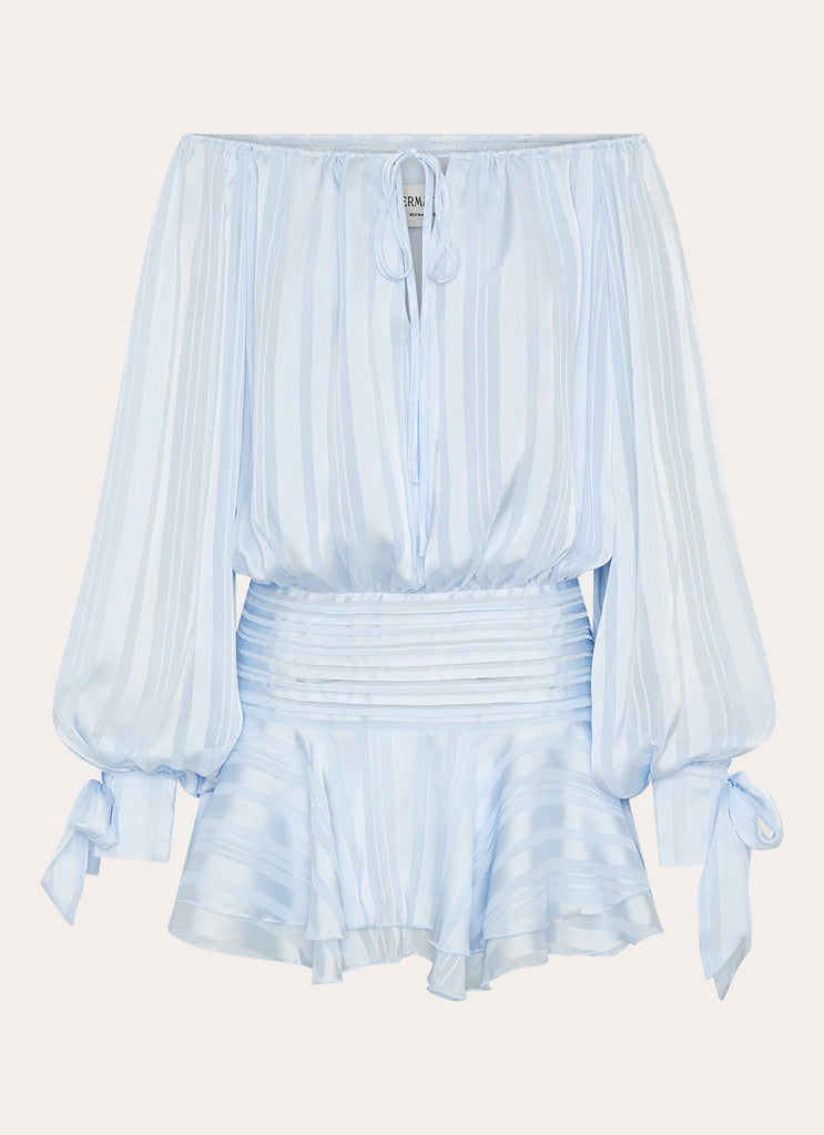 Eira Balloon Sleeve Mini Dress - Baby Blue