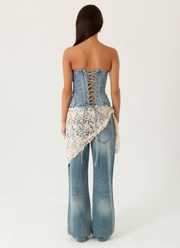 Elaris Scarf Low Rise Denim Jeans - True Denim