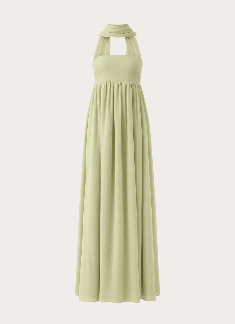 Elarose Scarf Maxi Dress - Soft Lime