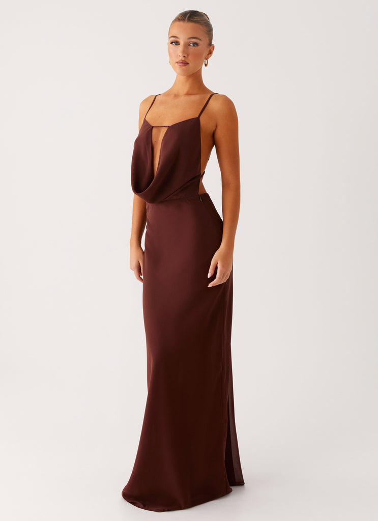 alejandria cowl neck maxi dress chocolate Cowl Neck Dress Alejandria Cowl Neck Maxi Dress Chocolate Princess Polly
