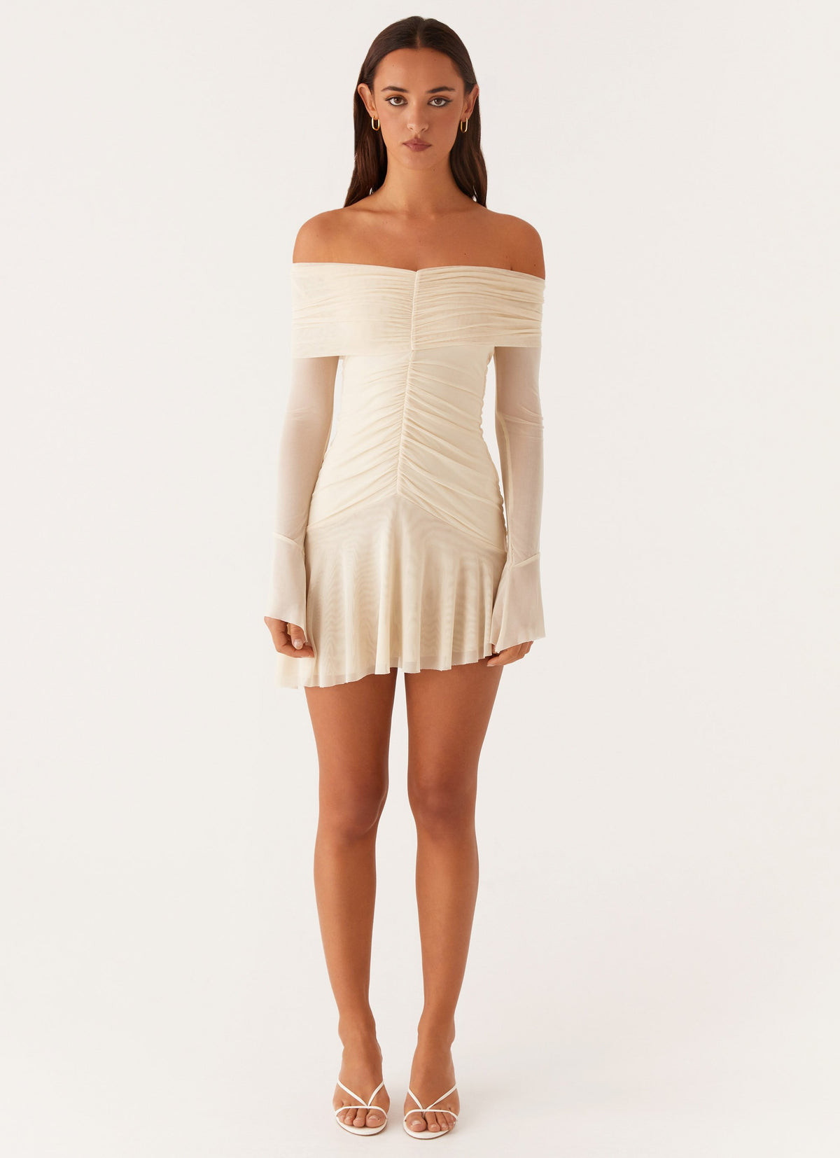 Ellis Ruched Mini Dress - Pastel Yellow