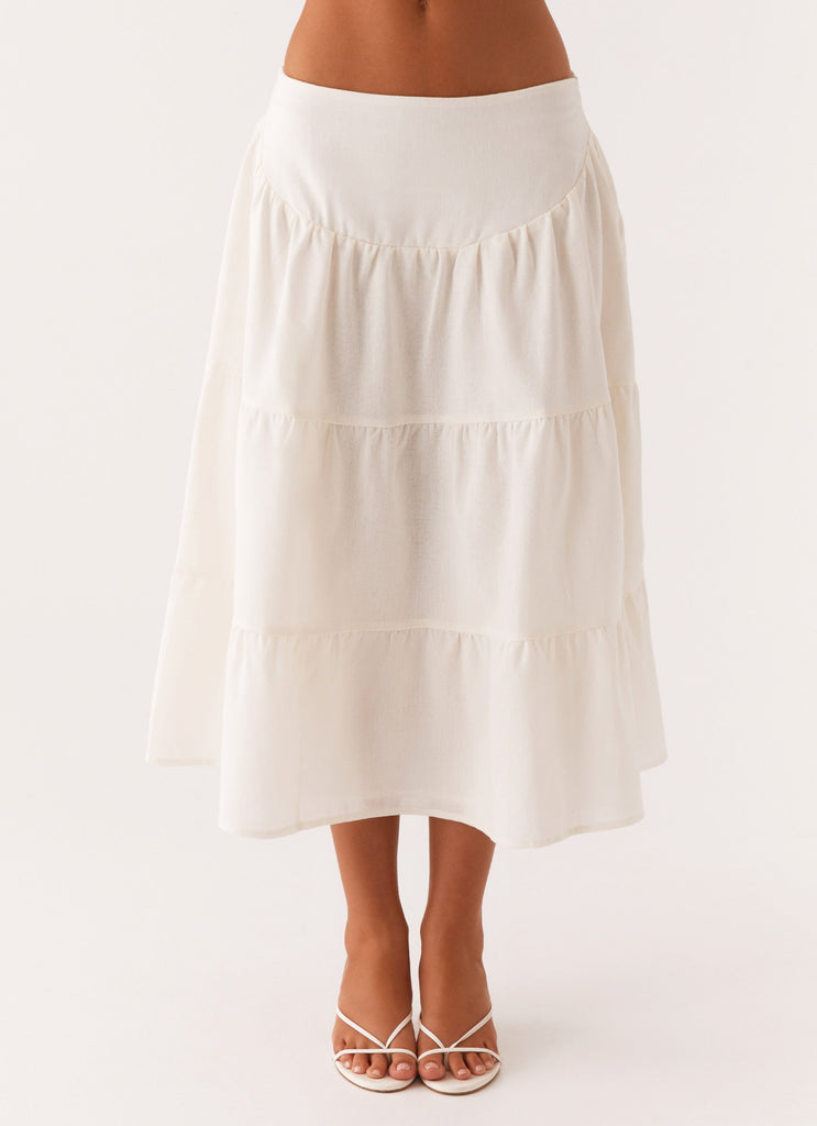 Elodie Midi Skirt - White