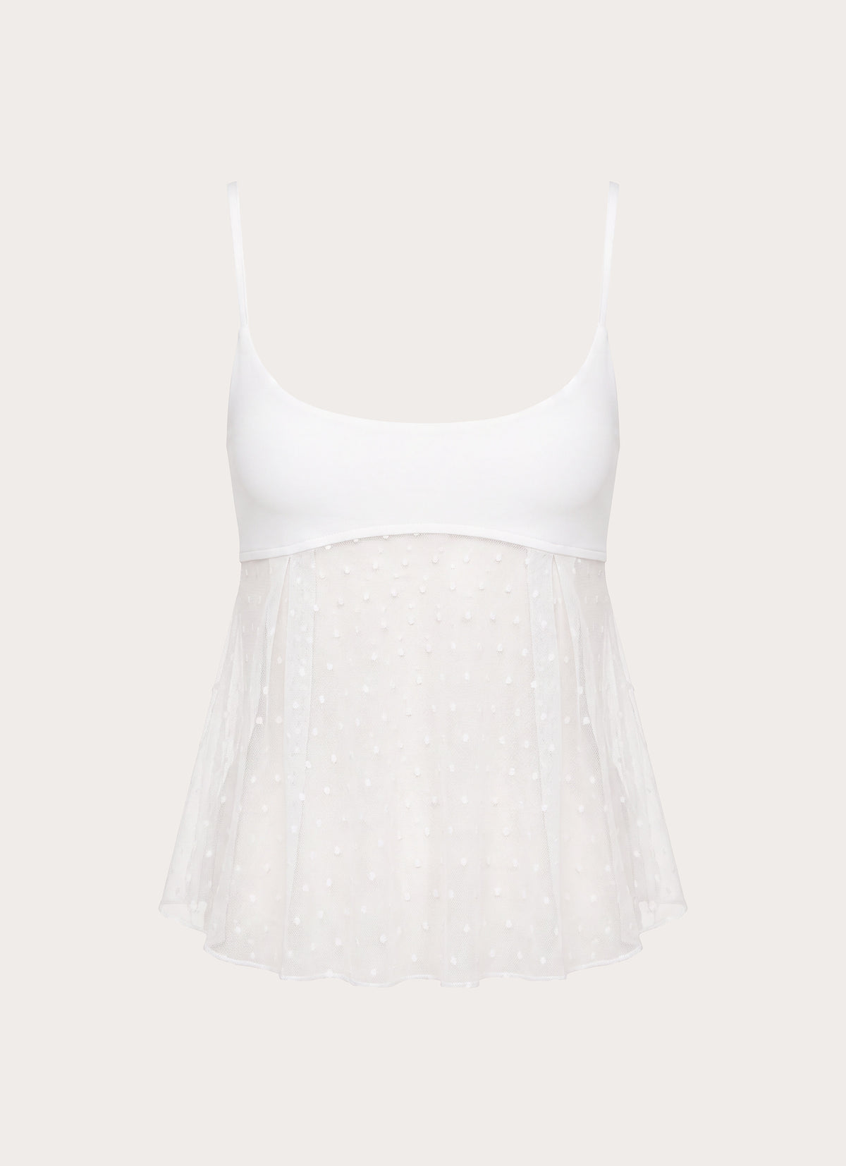 Elsie Mesh Polka Dot Top - White