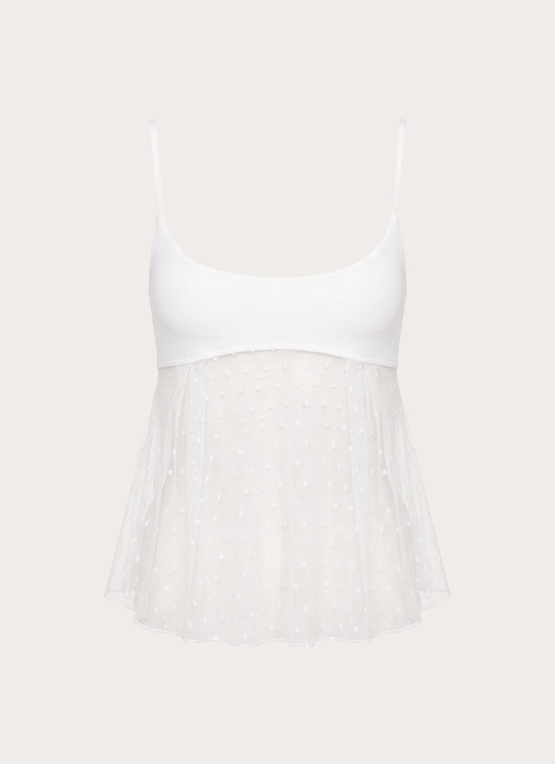 Elsie Mesh Polka Dot Top - White
