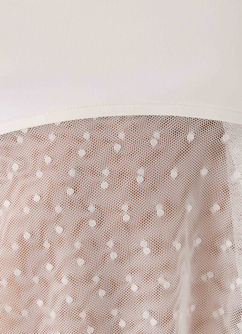 Elsie Mesh Polka Dot Top - White