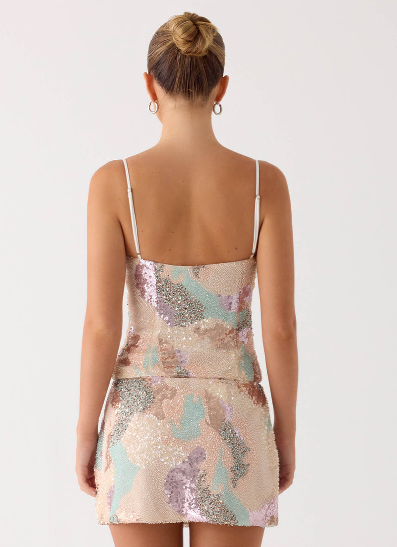 Elyna Beaded Top - Swirl Sequin