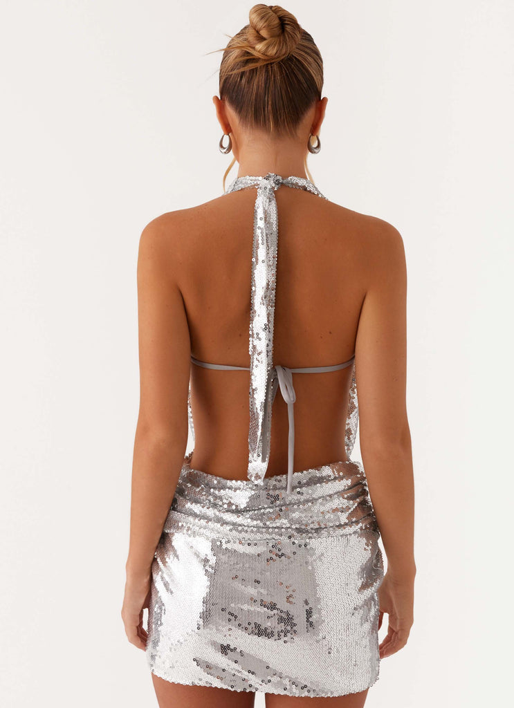 Elysia Sequin Mini Dress - Silver Sequin