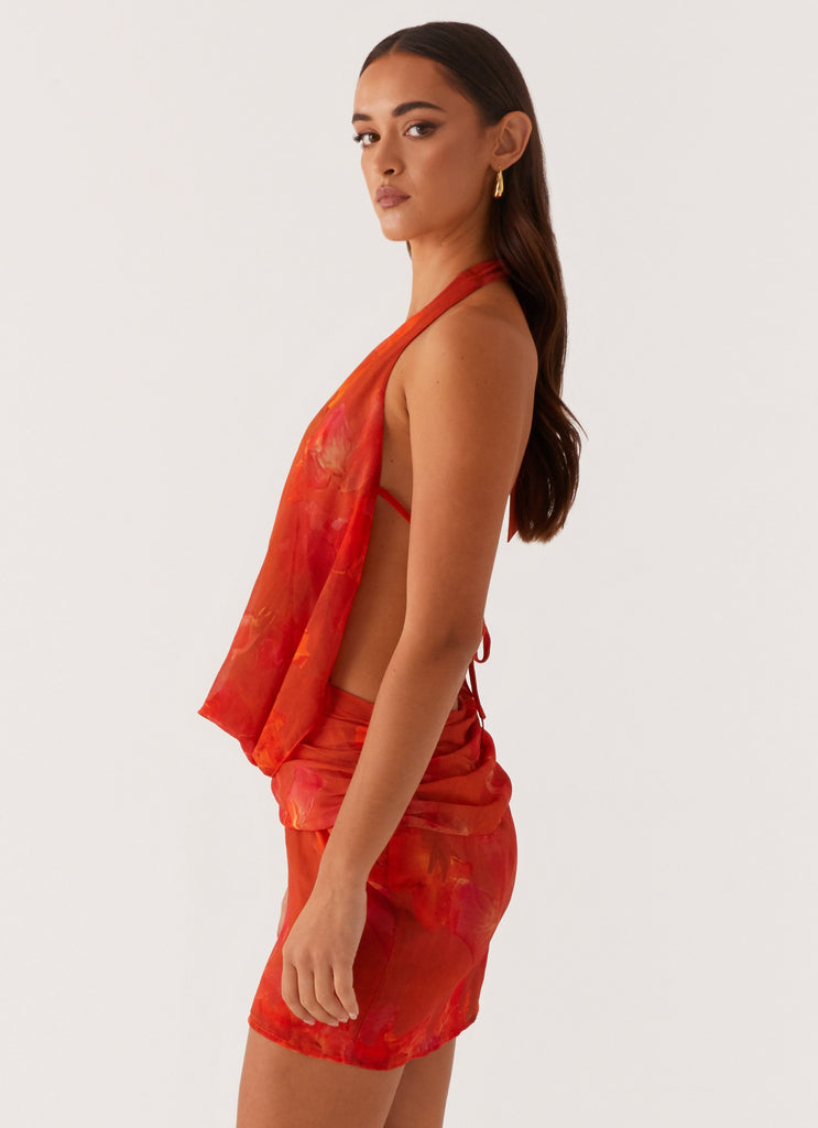 Elysia Chiffon Mini Dress - Amber