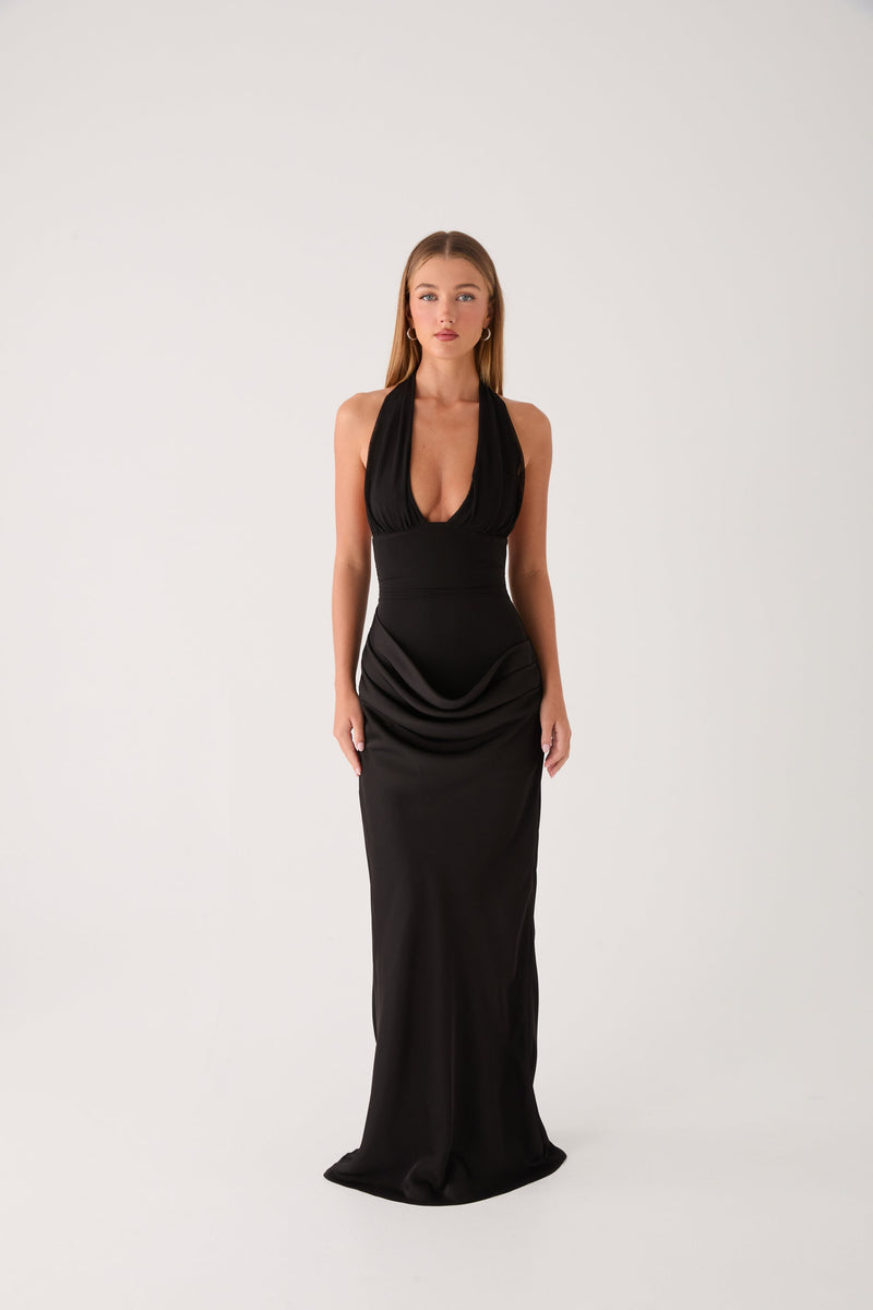 Emaretta Halter Maxi Dress - Black