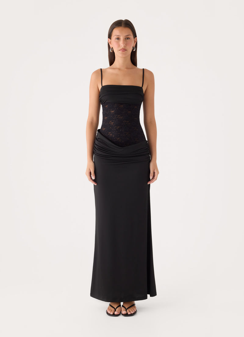Emesy Lace Maxi Dress - Black
