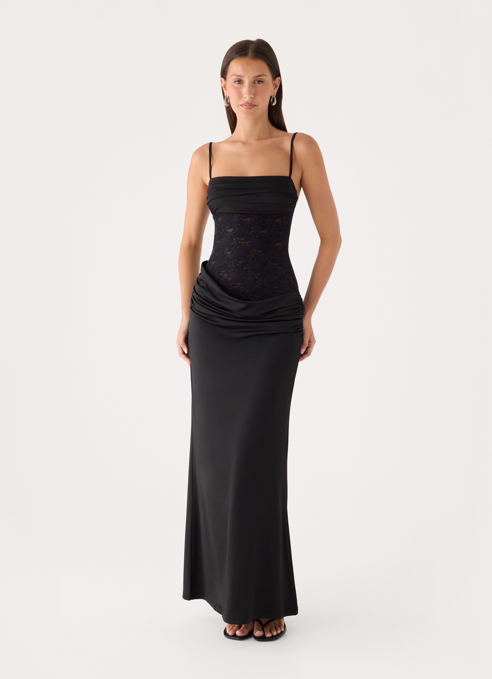 Emesy Lace Maxi Dress - Black – Peppermayo