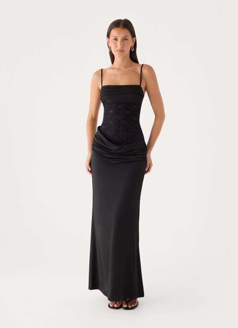 Emesy Lace Maxi Dress - Black