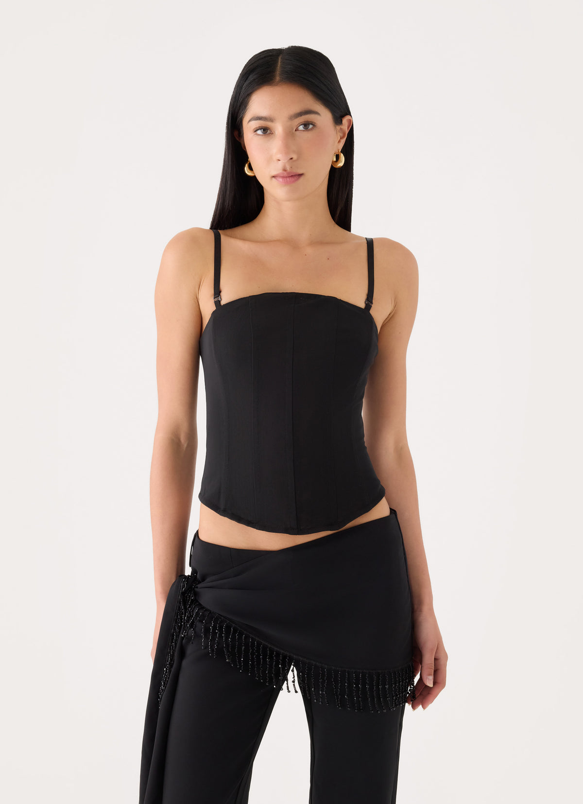 Emmaleigh Mesh Corset Top - Black