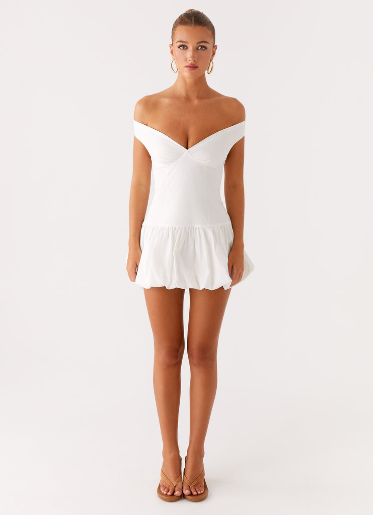 Endless Romance Off Shoulder Mini Dress - White