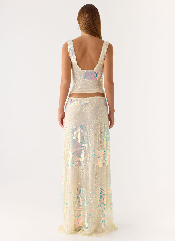 Erinah Sequin Maxi Skirt - Yellow