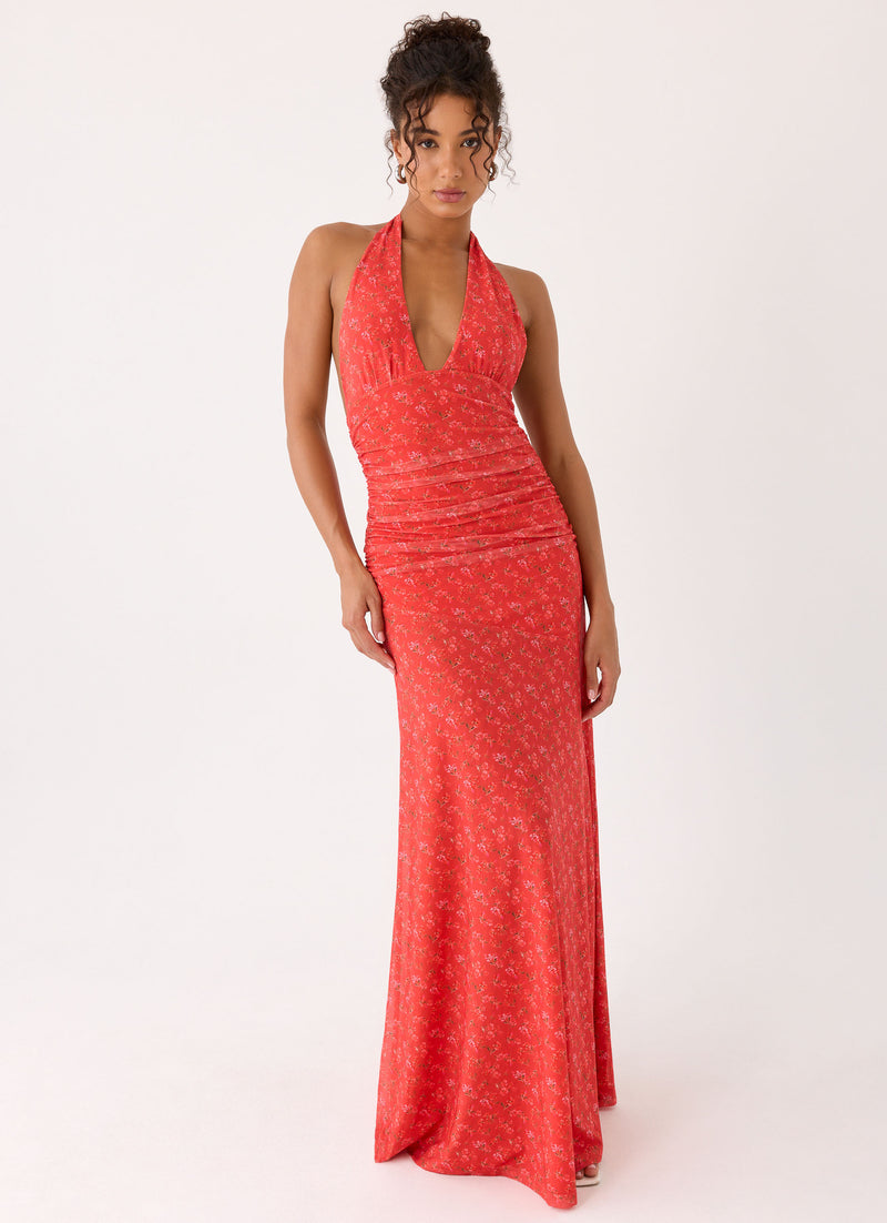 Esme Maxi Dress - Magenta Red Rose