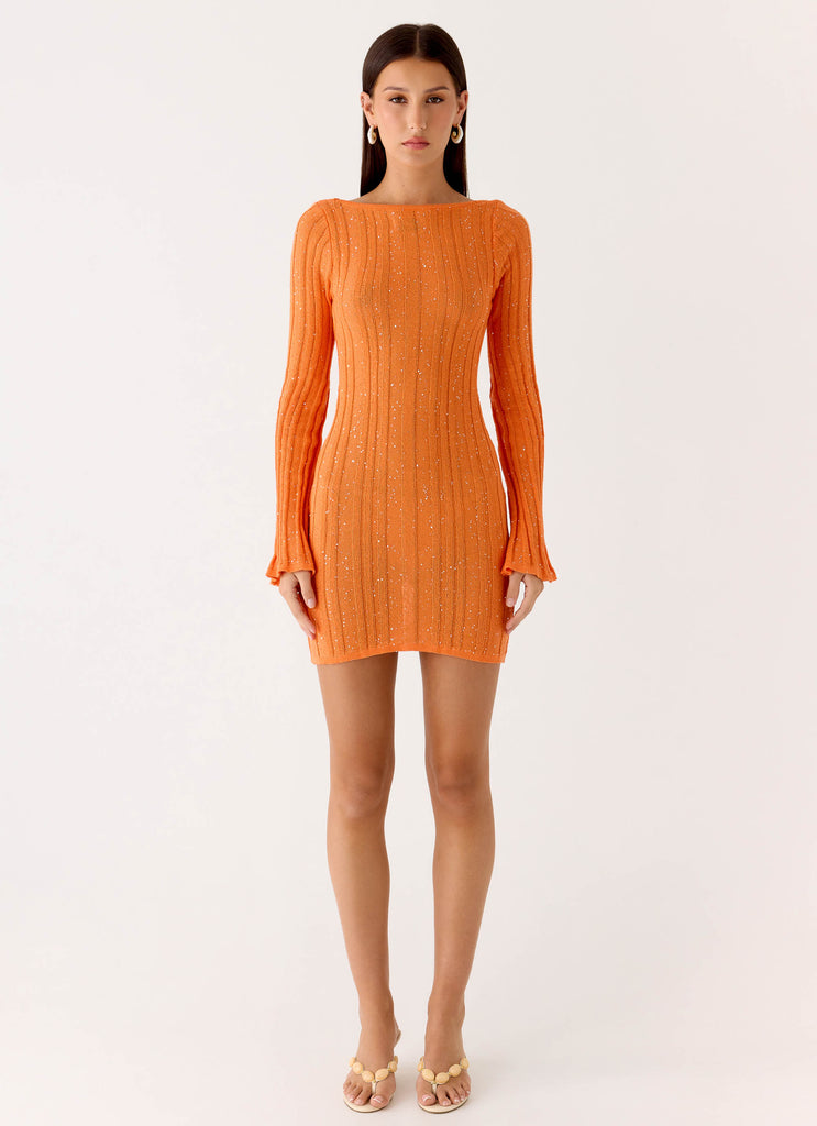 Estrella Long Sleeve Knit Mini Dress - Orange Peppermayo Estrella Long Sleeve Knit Mini Dress - Orange Peppermayo
