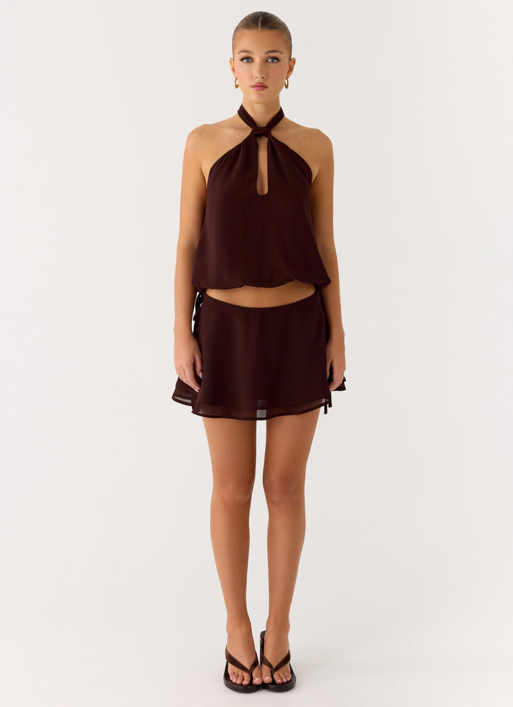 Everywhere I Go Mini Skirt - Chocolate