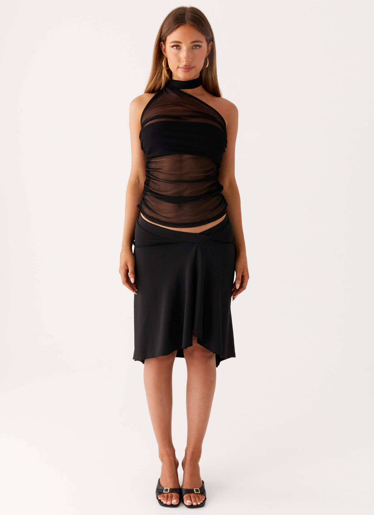 Ezzie Scarf Top - Black