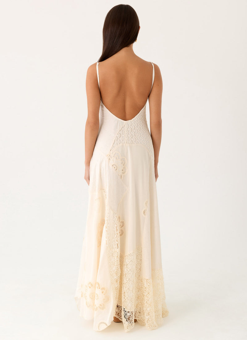 Fabienne Spliced Cotton Maxi Dress - Ivory