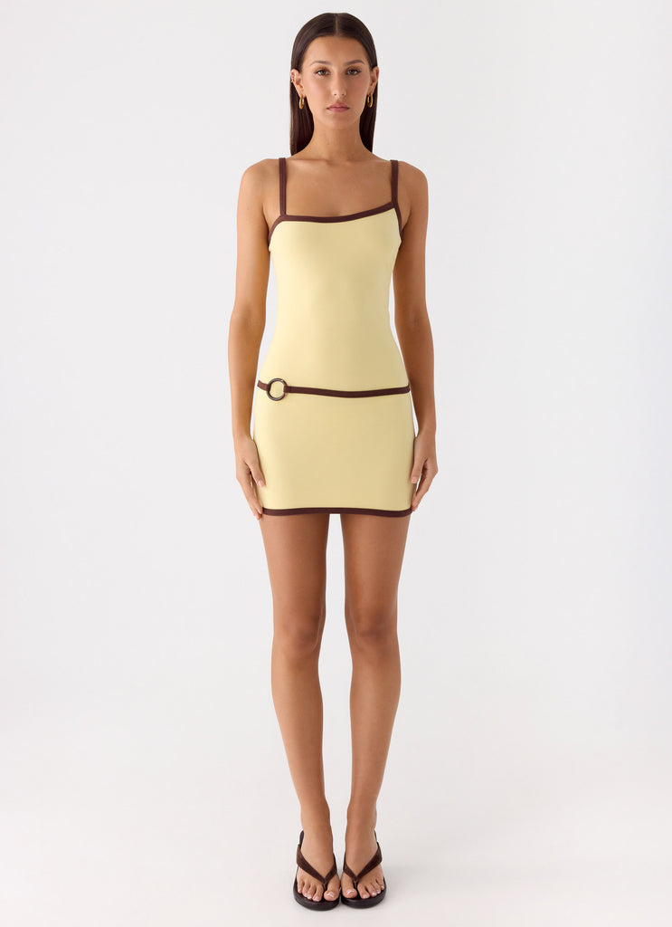 Felicia Asymmetrical Mini Dress - Yellow