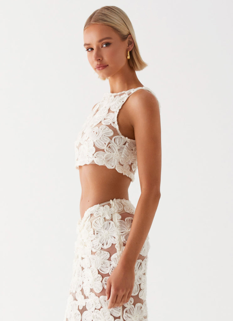 Womens Fiorella Floret Top in the colour Ivory in front of a light grey background