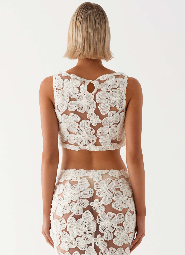 Womens Fiorella Floret Top in the colour Ivory in front of a light grey background