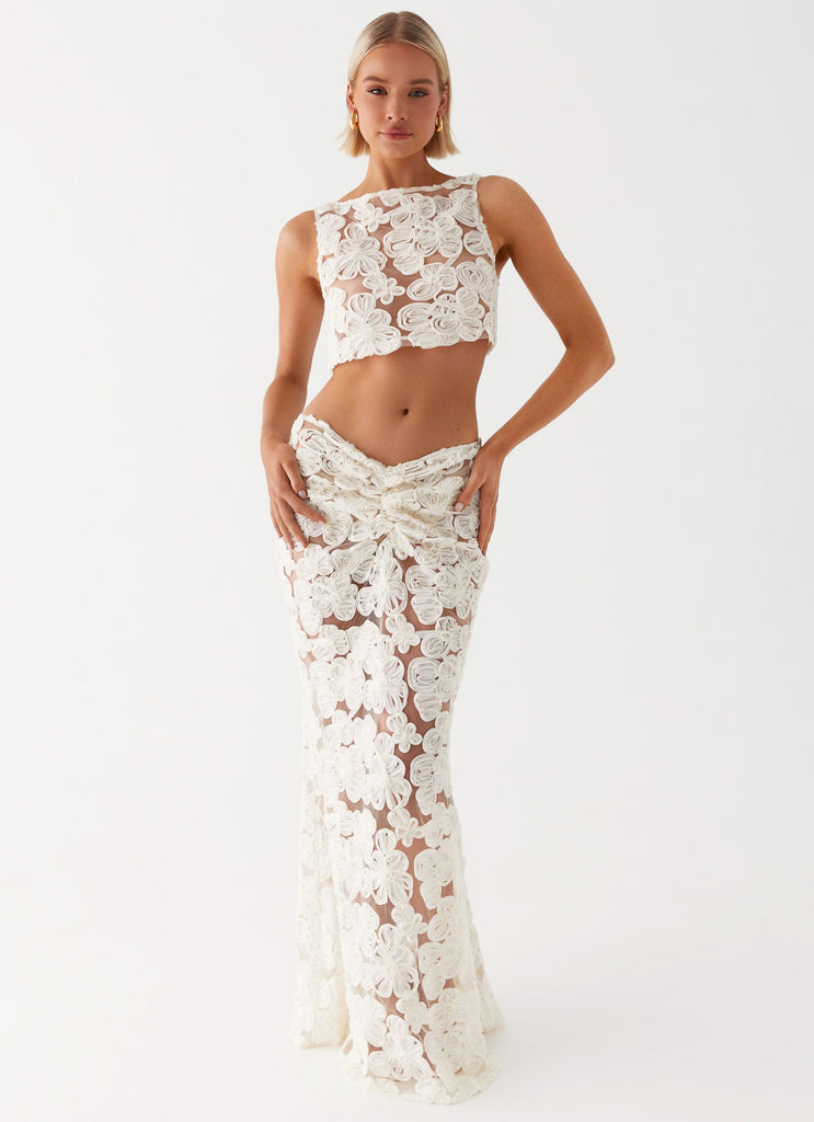Womens Fiorella Floret Top in the colour Ivory in front of a light grey background