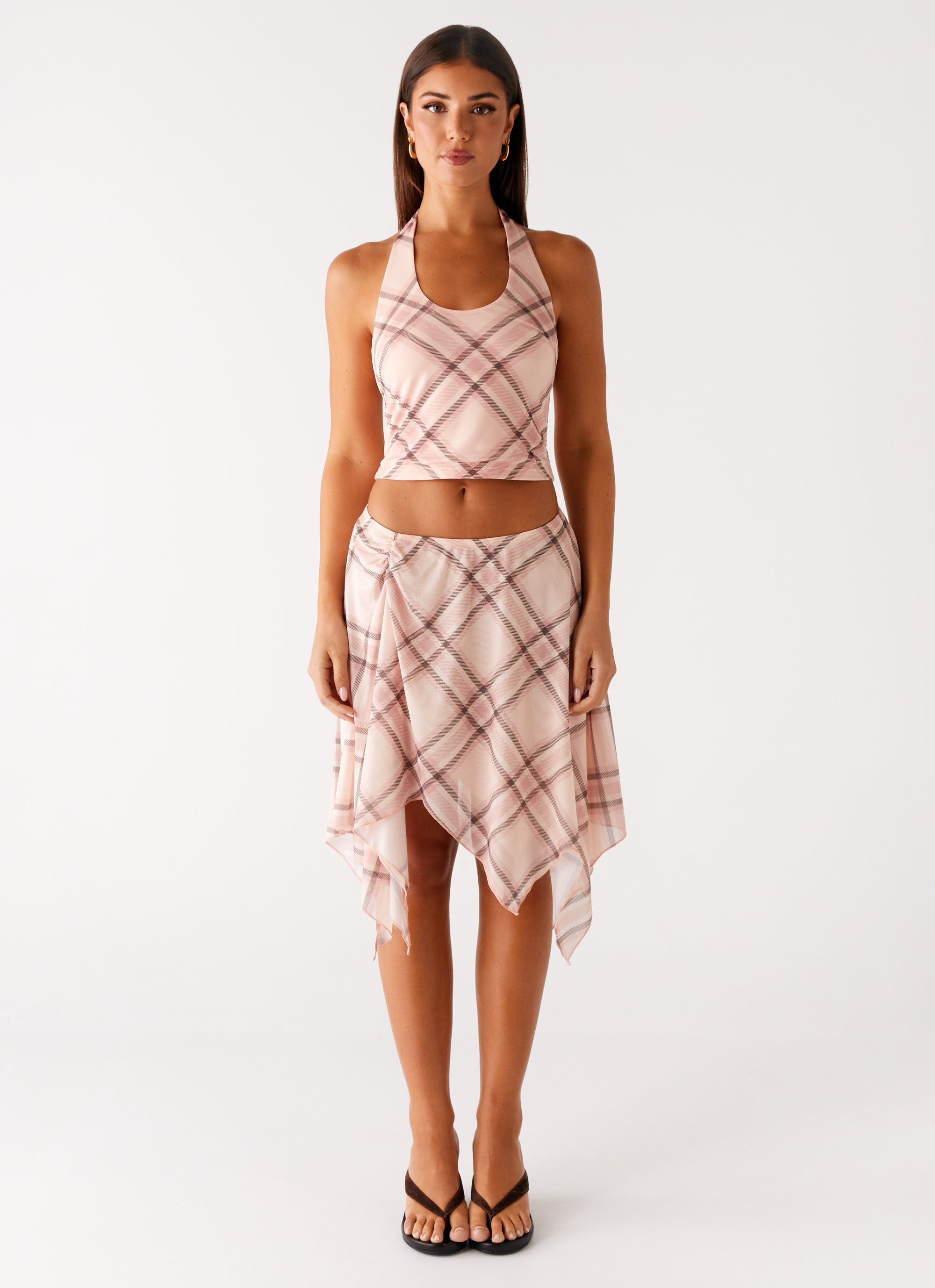 Check Fitted Top Fit Check Halter Top - Pink Check – Peppermayo