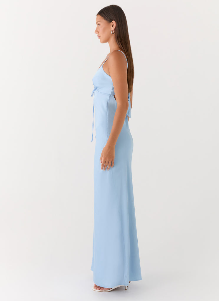 Flora Satin Maxi Dress - Ice Blue Peppermayo Flora Satin Maxi Dress - Ice Blue Peppermayo