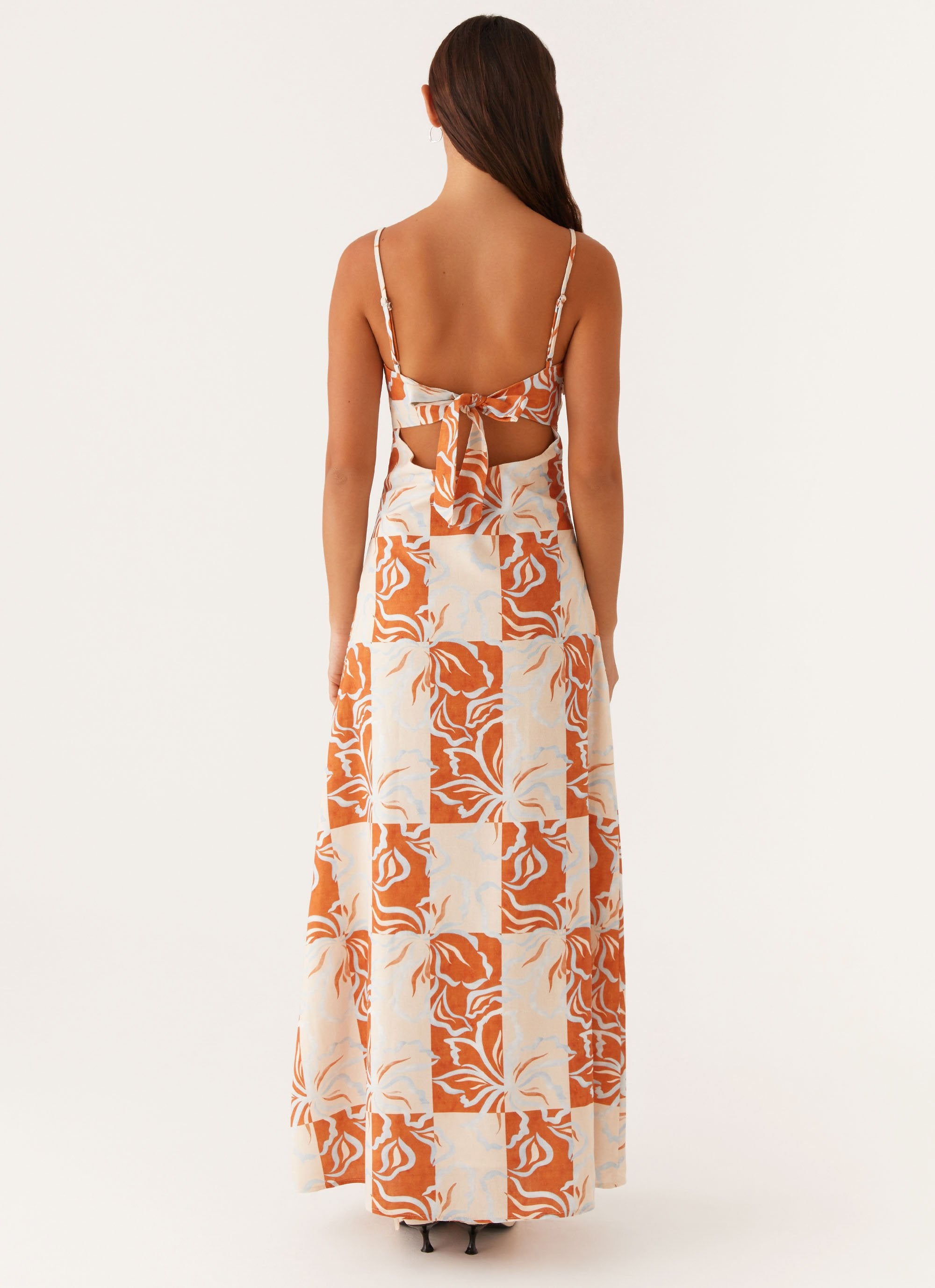 Sweet Garden Linen Blend Color Block Floral Paneled Maxi Dress