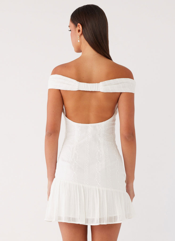 Gabby Ruffle Hem Mini Dress - Ivory