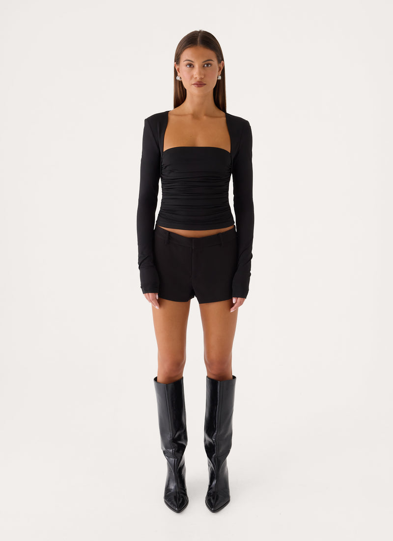 Georgia Long Sleeve Top - Black