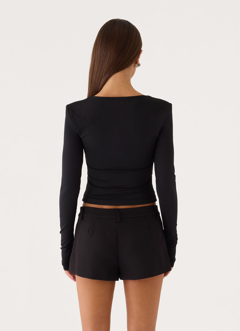 Georgia Long Sleeve Top - Black