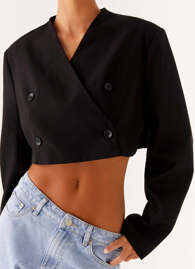 Giana Cropped Blazer - Black