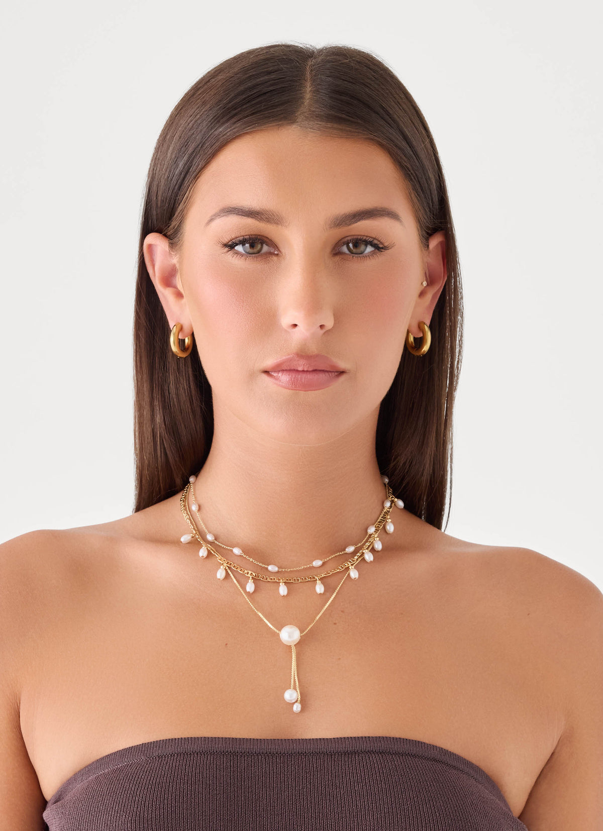 Gigi Pearl Necklace Stack - Gold