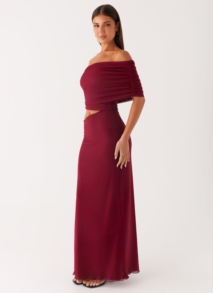 gillian maxi dress Lace & Beads Gillian Mocha Plum Floral Tulle Maxi Dress Love My Apparel
