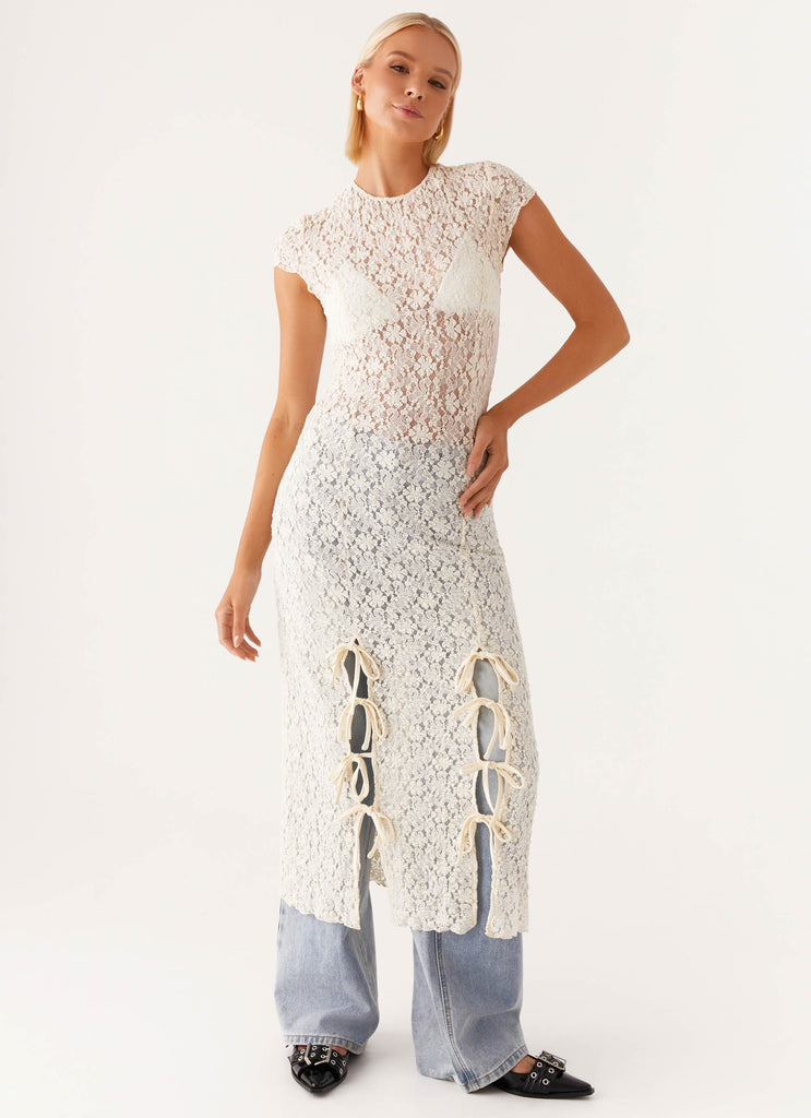 Gisele Lace Midi Dress - Ivory