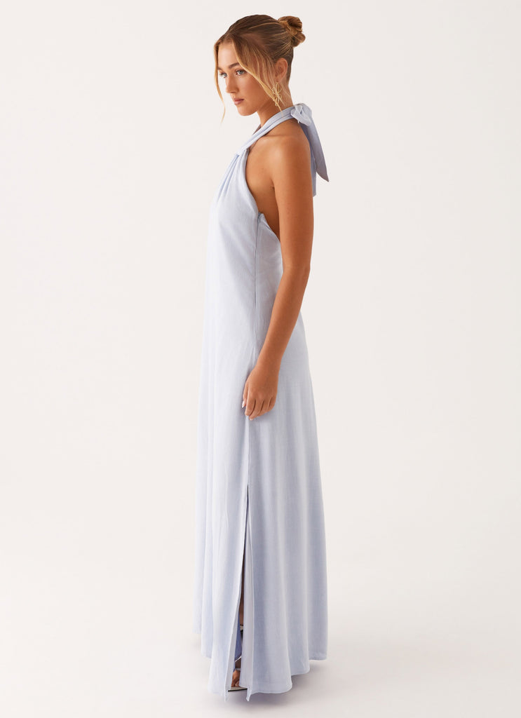 Golden Child Linen Maxi Dress - Blue