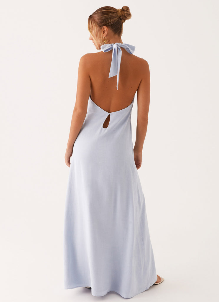 Golden Child Linen Maxi Dress - Blue