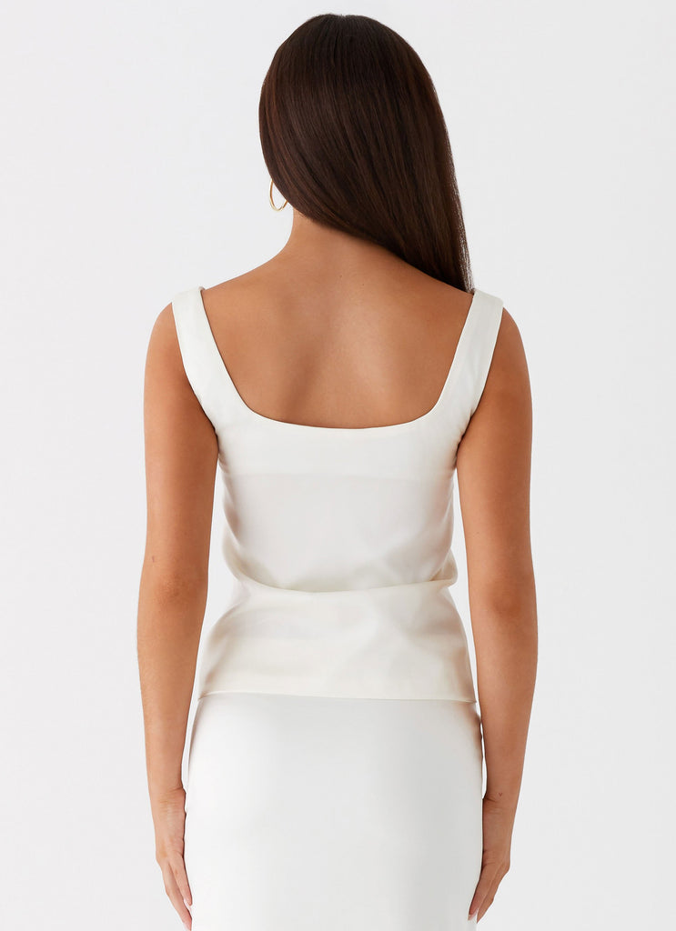 Womens Golden Skies Bustier Panel Top in the colour Ivory in front of a light grey background