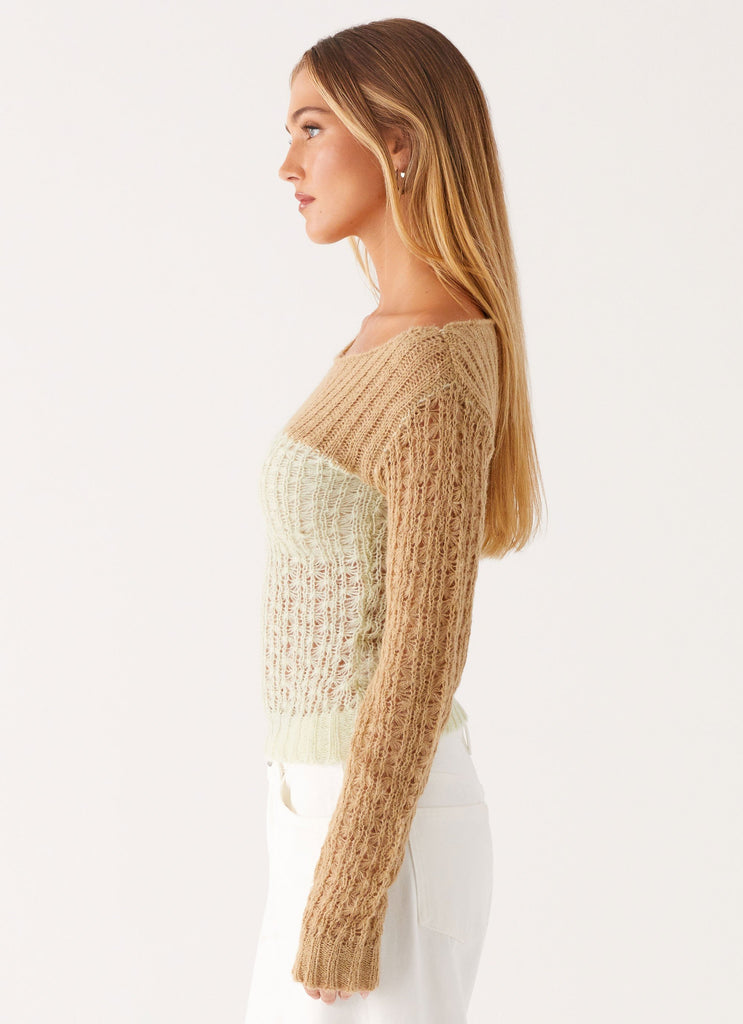 Gretchen Knit Top - Mint Spliced