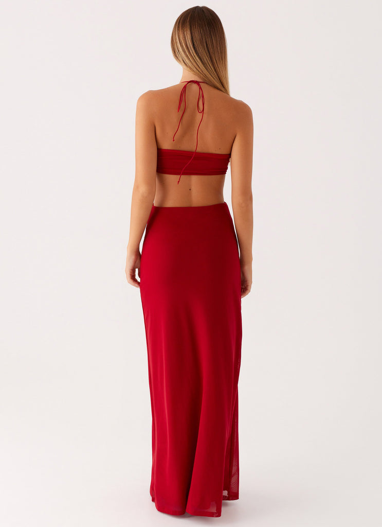 red herring maxi dresses Red Sweetheart Neck Jacquard Maxi Dress