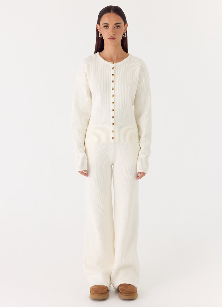 Harrison Cinched Knit Cardigan - Ivory