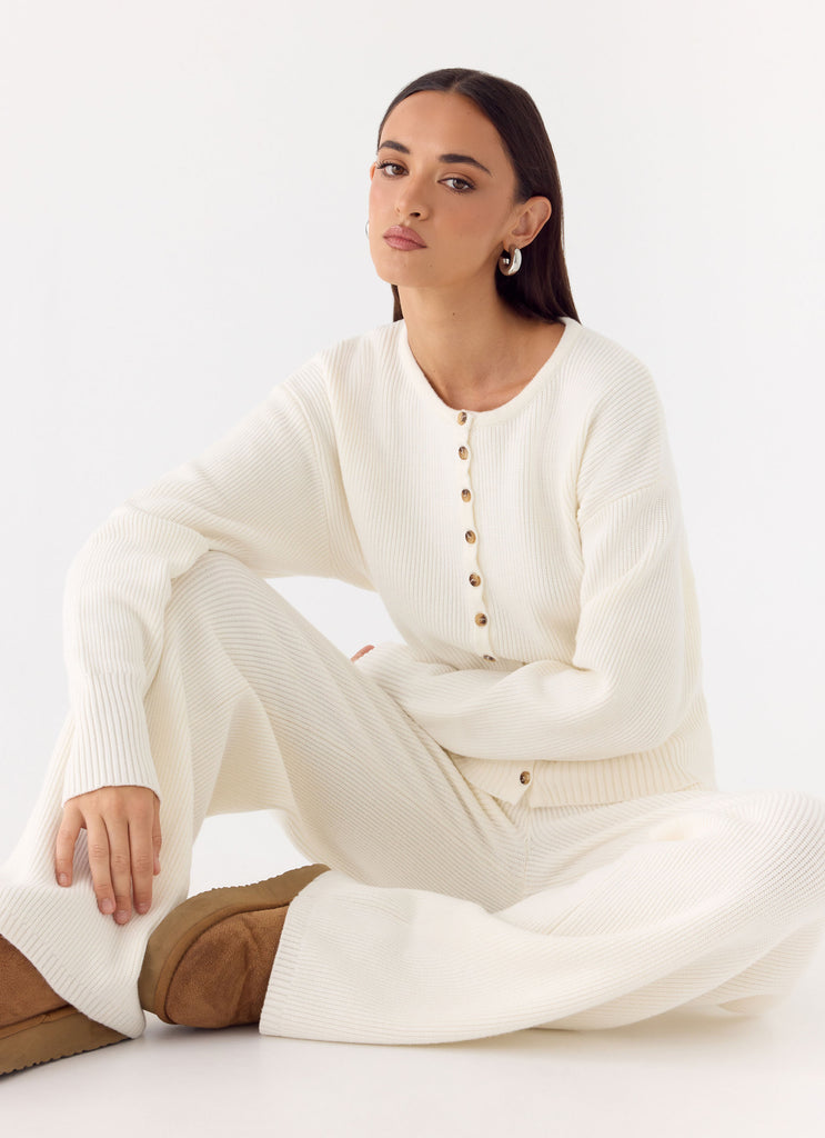 Harrison Cinched Knit Cardigan - Ivory