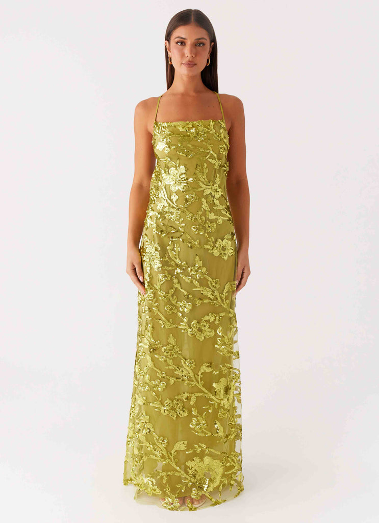 Havana Sequin Maxi Dress - Lime