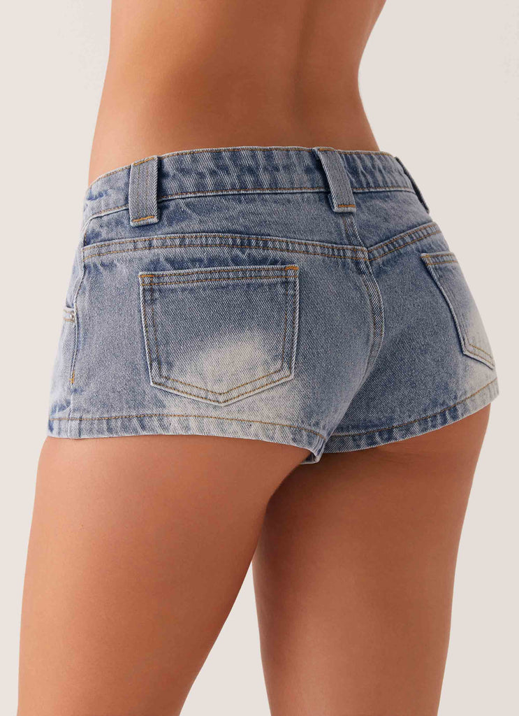 Headland Low Rise Denim Shorts - Light Wash Blue