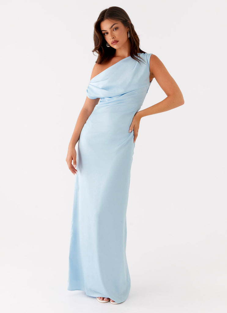 jacinda satin maxi dress Jacinda Drop Waist Maxi Dress Blue