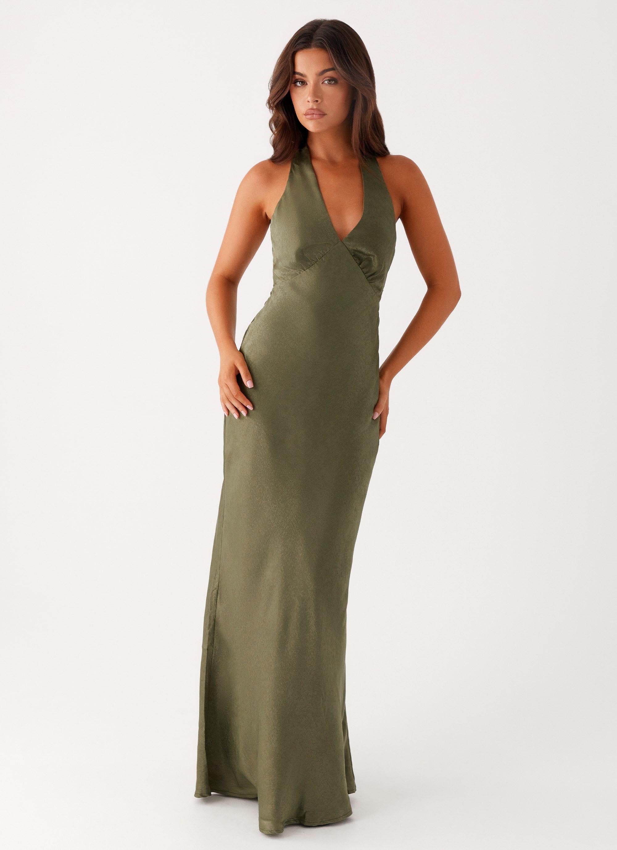 Heavy Hearted Satin Maxi Dress Khaki Peppermayo heavy-hearted-satin-maxi-dress-khaki-peppermayo