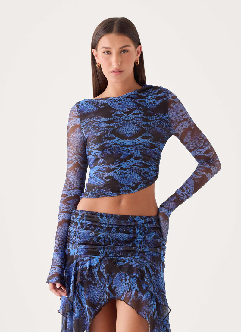 Hidden Agenda Long Sleeve Top - Snake Print